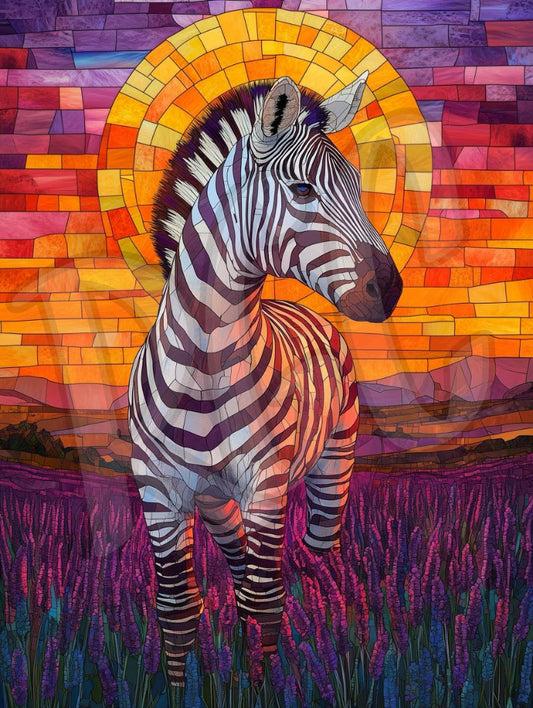 Zebra in fields of lavendar