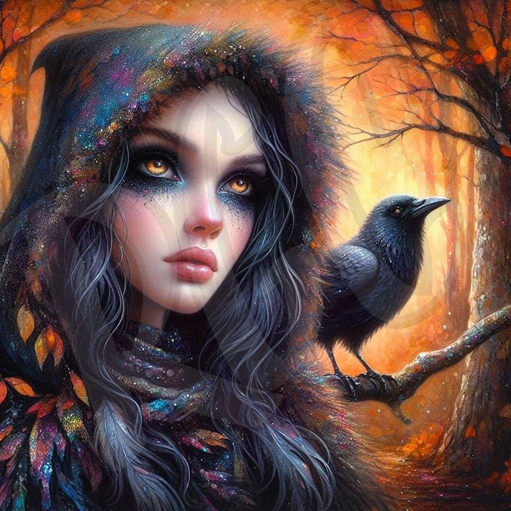 Mysteries woman with crow