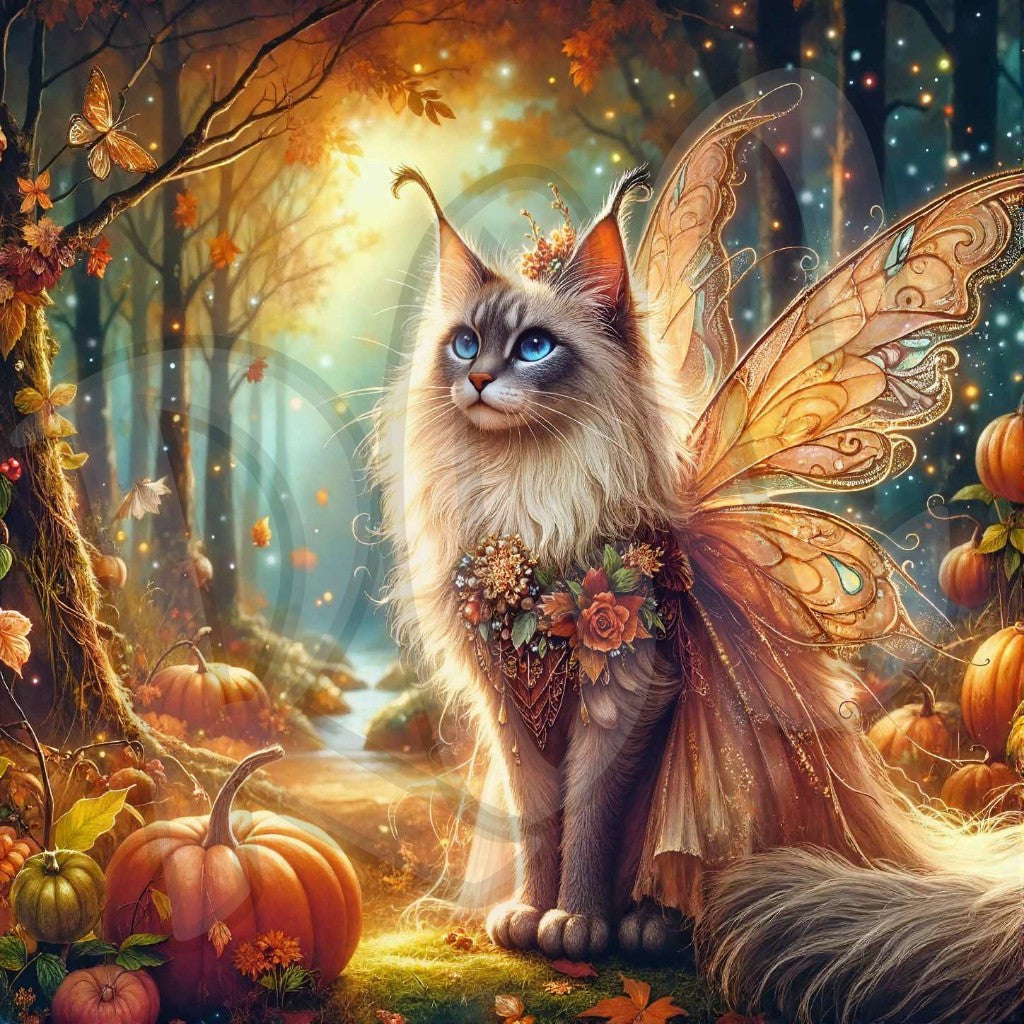 Autumn Siamese Cat Fairy