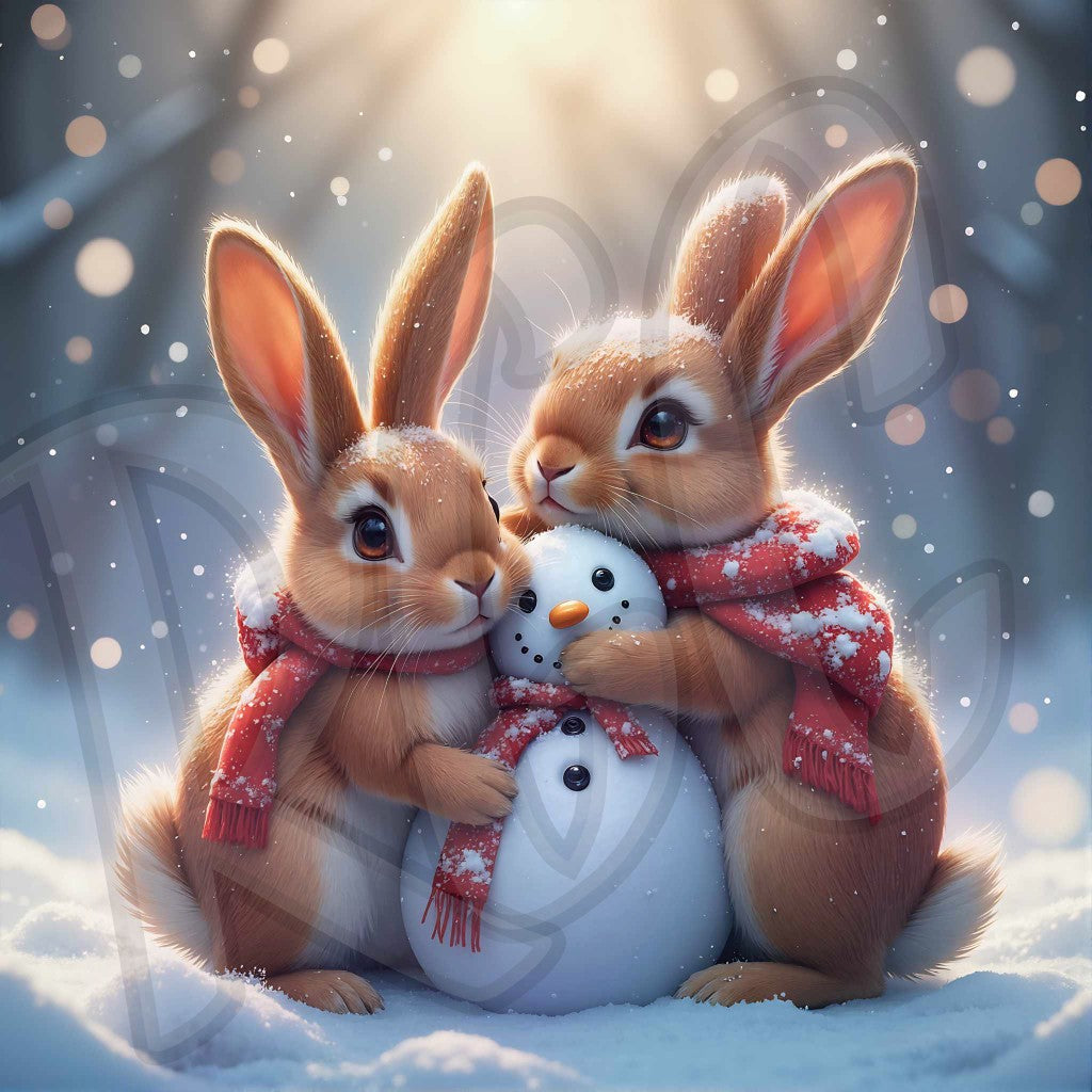 Mini Snowman with Bunnies
