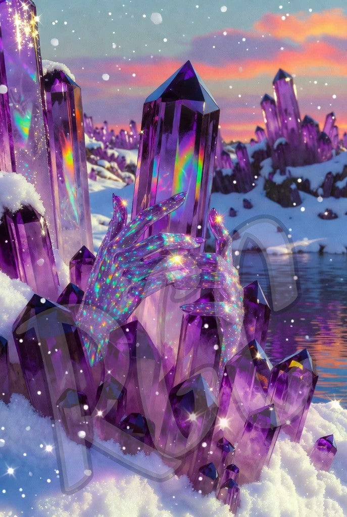 Holographic Amethyst Hands