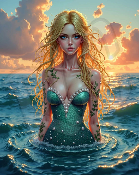Sunset blonde mermaid