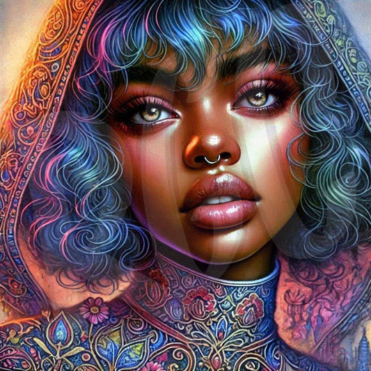 Tapestry woman in Blue 1&2