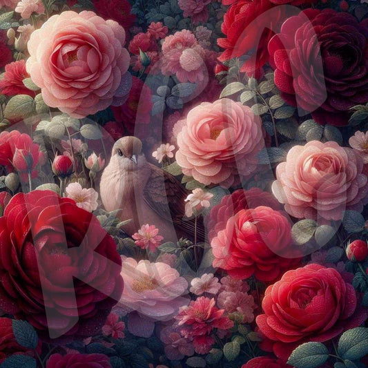 Morning Dove with Roses