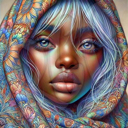 Ebony blue tapestry woman