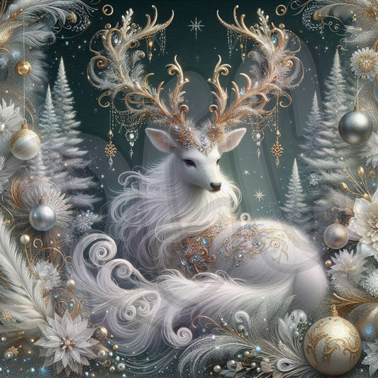 White Winter Deer